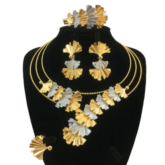 Luxury Design Jewelry Set for Women – Trending Necklace, Earrings, Bracelet, and Ring for Wedding & Party (FHK19306)