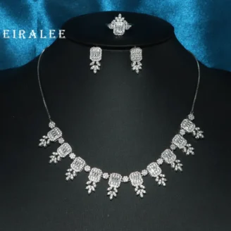 Newly Design 4PCS CZ Jewelry Set Exquisite Cubic Zircon Earrings Necklace Bracelet Ring For Women Wedding Party Accessories Gift